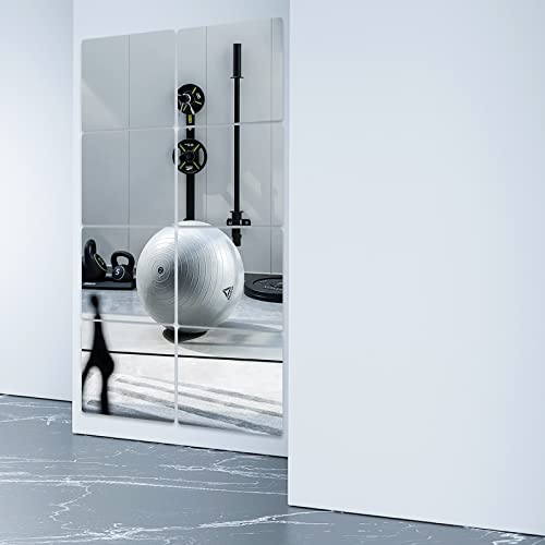 Jeoyoo Full Length Wall Mirror Tiles, 14'' X 12'' X0.12, 4Pcs, Frameless Full Body Mirror Tiles For Bedroom, Non Glass Mirrors Wall Mounted For Home Gym, On The Door, Kids Room #TOP4