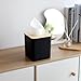 Square Tissue Box Cover,Black Tissue Box Holder,Bamboo Facial Cube Box Cover for Storage on Bathroom Vanity, Countertop, Bedroom Dresser