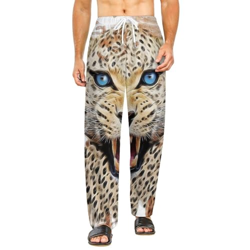 Bas de pyjama femme long léopard aquarelle à poches pratiques S
