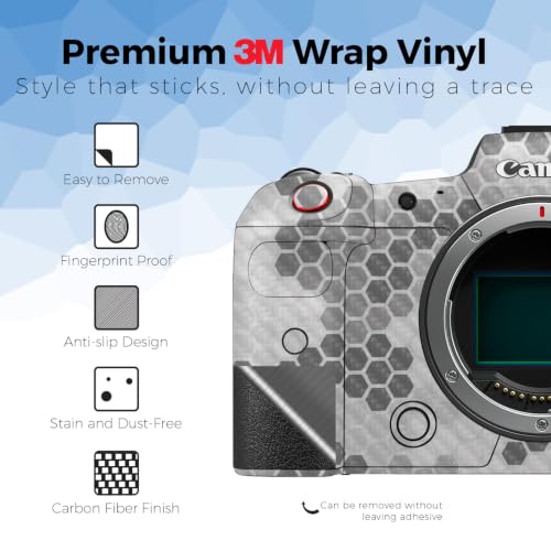 Image of Carbon Fiber Camera Skin Compatible with Canon EOS R5C (2022) - Camo Hexadots - Premium 3M Vinyl Protective Wrap Decal Cover - Easy to Apply | Crafted in the USA by MightySkins