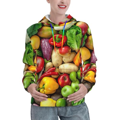 Sweat à capuche fruits frais pour femme avec poche kangourou