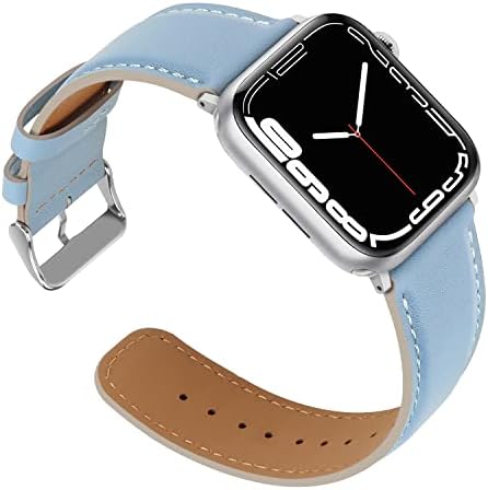 Anlinser Straps Compatible with Apple Watch Strap 45mm 44mm 42mm 41mm 40mm 38mm, Women Men Leather Straps Replacement Band Compatible for iWatch Series 8 7 6 5 4 3 2 1, SE(45mm/44mm/42mm, Dark Green)