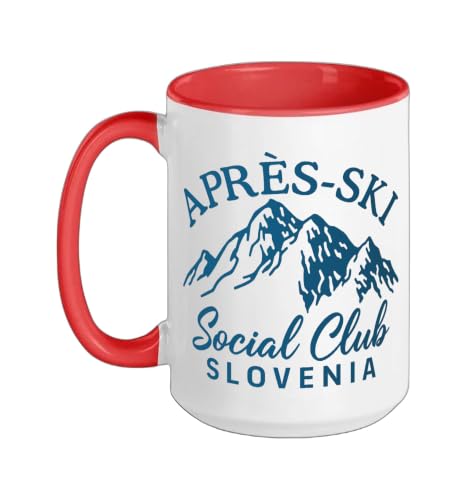 Apres Ski Social Club Slovenia Ceramic Mug, Red/White, 15oz