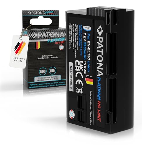 PATONA Platinum Batería EN-EL15C VFB12802 2250mAh Compatible con Nikon EN-EL15b EN-EL15 Z7II Z6II Z5 D7000 D7500 D600 D800 D850 (no para Zf)