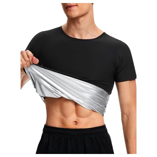 Kiiwah Camiseta Sauna Hombre Sudoración, Chaleco Neopreno Quema Grasa Adelgazar Deporte T-Shirt Suit Mangas Cortas para Gym Running Fitness Ciclismo, Negro