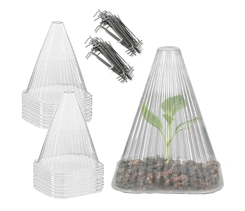 Garden Cloche | Pack of 20 Cloches & 80 Metal Stakes Pegs | Cloches for Growing Vegetables | Garden Dome | Mini Greenhouse Cover | Plant Protector Against Sun Frost Birds Snails Slugs Pests