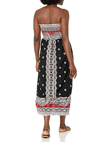 Image of Angie Women's Printed Smocked Bodice Strapless Maxi Dress