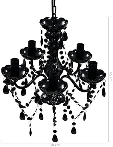 vidaXL Crystal Light 5 Bulbs Black Home Chandelier Ceiling Lighting Fixture