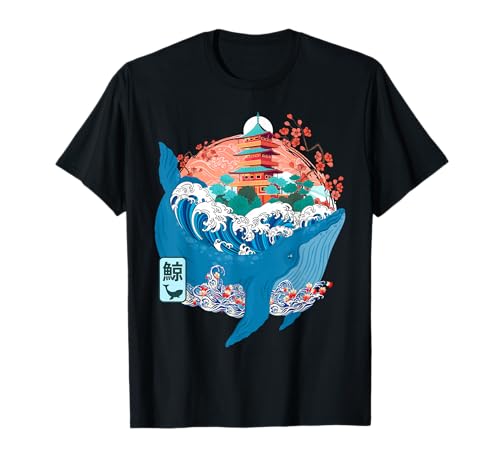 Ballena Japonesa Gran Ola Kanagawa Japón Arte Vintage Camiseta