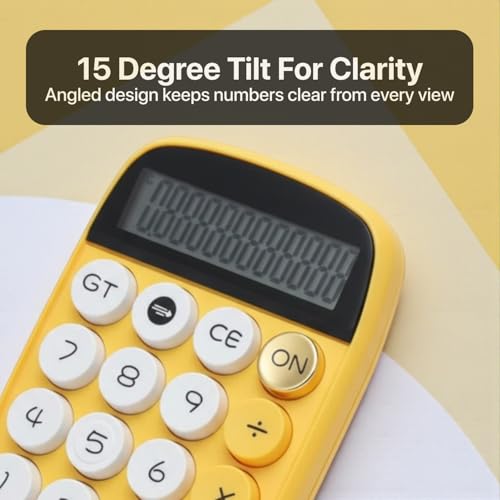 Image of Blue tick CandySum Calculator 10-Digit | Candy Color | 15 Tilt Display | Big Round Keys | Compact Desk Calculator for Office & Study (Yellow)
