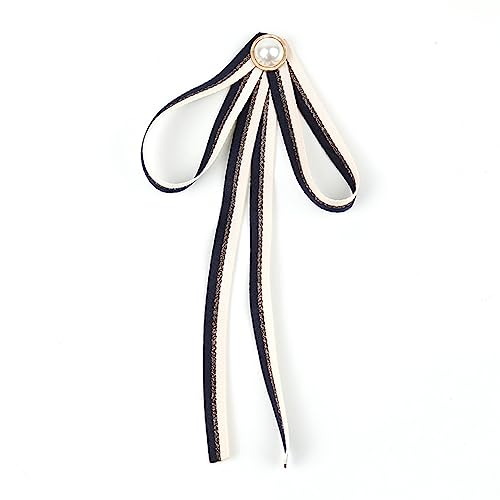 JKQBUX Cute Japanese Ribbon Bow Tie Brooch Pins For Womens Girl Necktie Pearl Uniform Pre-Tied Bowknot Corsage Party Ceremony Accessories