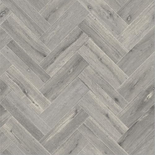 VINYL FLOORING UK 109M Mayfair Grey Wood Effect Anti-Slip Vinyl Flooring For Kitchen, Bathroom, 2.3mm Thick Foam Backed Vinyl Sheet-3m(9'9) X 2m(6'6)-6m²