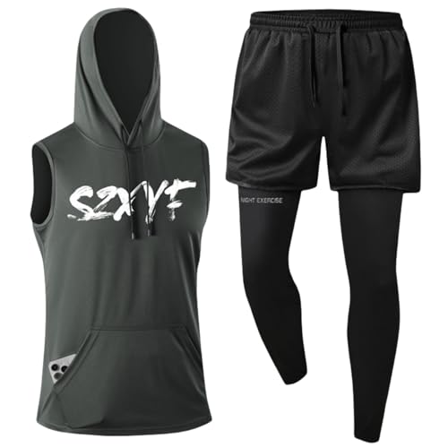 Ensemble débardeur homme et pantalon compression pour running jogging et fitness