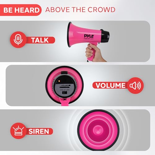 Pyle PMP24PK Pro Portable Megaphone Speaker Siren Bullhorn - Compact And Battery Operated With 20 Watt Power, Microphone thumb #2