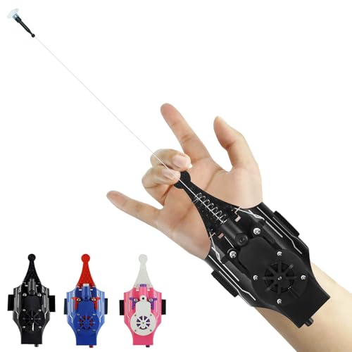 QGHZA 3 Colors Spider Web Shooter with Gloves, USB Charging Web Launcher with 8ft Range Instant Retract Sticky Webs and Suction Cups, Can Grab Small Objects