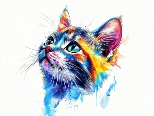 Peinture diamant adulte chat multicolore broderie kit complet AC0815