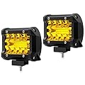 WinPower 4 Inch LED Pods, 120W 1200LM Flood Spot Combo Beam Pods Lights Off Road Light Bar Fog Lights Driving Work Light for Truck Pickup ATV UTV SUV Trailer Boat, Yellow