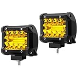 WinPower 4 Inch LED Pods, 120W 1200LM Flood Spot Combo Beam Off Road Light Bar Fog Lights for Truck Pickup ATV UTV SUV Trailer Boat, Yellow