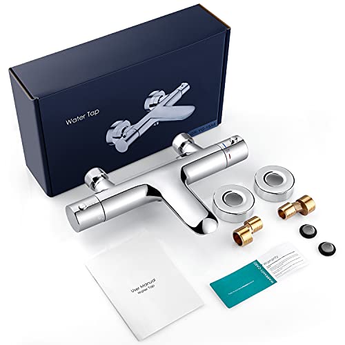 Grifo-Termostatico-para-Banera-y-Ducha-de-Laton-Grifo-Termostatico-Ducha-con-dos-salidas-de-agua-Grifo-de-Banera-Termostatico-con-Boton-de-Seguridad-de-38-Cromo