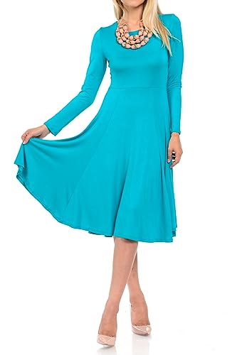 Pastel by Vivienne Women's Long Sleeve Fit and Flare Midi Dress Casual Formal
