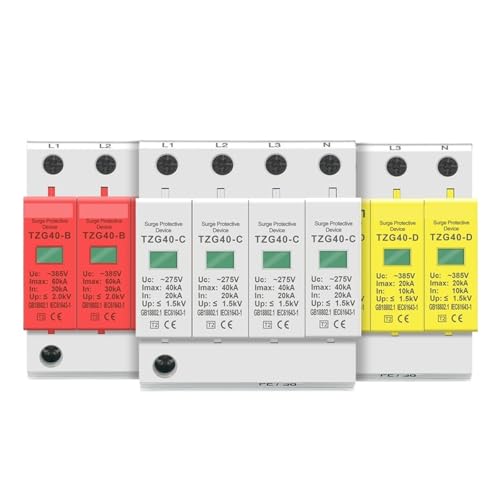 AC SPD 4P 3P+N 10-20KA 20-40KA 30-60KA 275V 385V House Surge Protector Protective Low-voltage Arrester Device(385V,30-60KA)