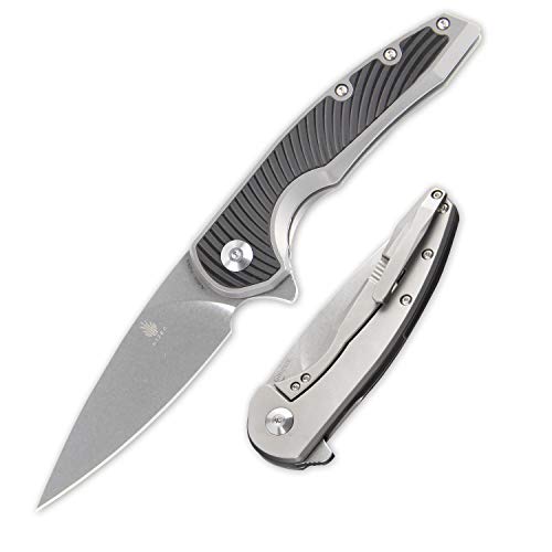 Kizer Cutlery, 3.48 Inches S35Vn Blade Titanium Carbon Fiber Handle Folding Pocket Knives, Ki4518 Ginesis #TOP27