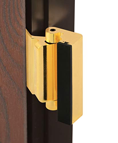 Image of Prime-Line U 11442 Door Reinforcement Lock - Add Extra, High Security to your Home and Prevent Unauthorized Entry - 3 inch Stop, Aluminum Construction, Polished Brass (Single Pack)