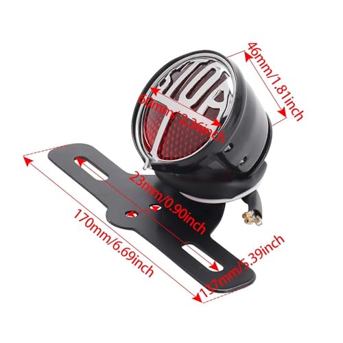 Luz de freno trasera para motocicleta de 12V con faro trasero redondo chopper 3