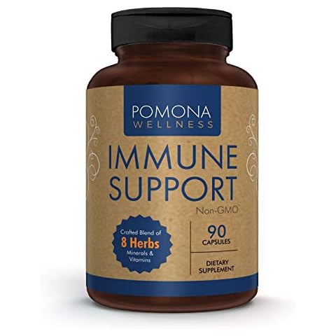 POMONA WELLNESS Immune System Support Supplement with Herbal, Vitamin & Mineral Defense | Vitamin C, Zinc, Elderberry, Olive Leaf and Oregano Fortified | 90 Capsule Bottle Cover