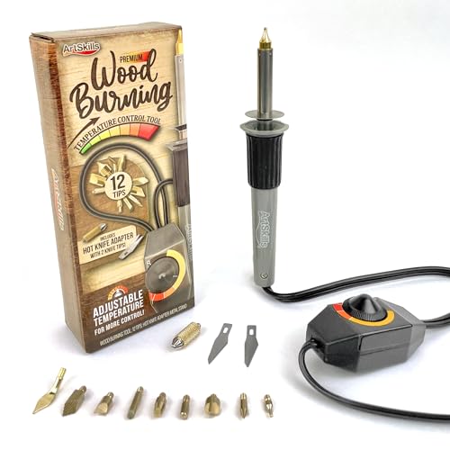 ArtSkills Wood Burning Tool Kit for Adults Teens & Beginners – 16 Piece Complete Woodburning Kit with Adjustable Temperature Wood Burning Pen, 12 Tips, Hot Knife Adapter – Wood Engraver for DIY Crafts