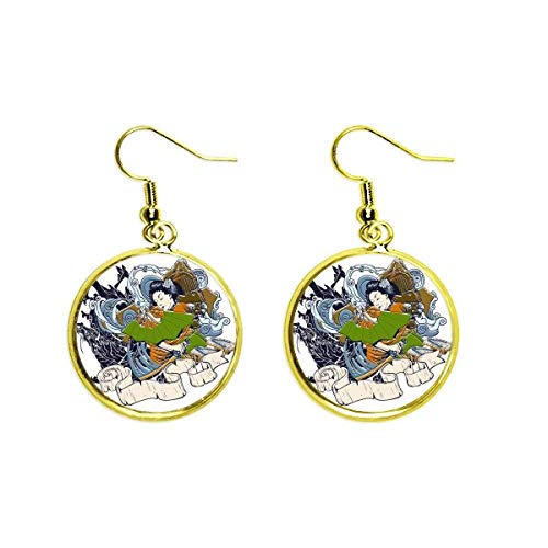 Pendientes de kimono japonés con acabado texturizado de alta joyería