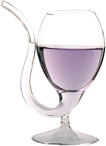 LOHOME Creative Vampire Filter Wine Glass, Clear Juice Cup, Goblet With Drinking Tube Straw High Gorosilicate Glass Wine Decanter, 300ml/10oz (Pack of 1)