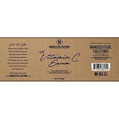 NANO VITAMIN C SERUM Instant absorption, REDUCES fine lines, wrinkles. REVITALIZES dull and damaged skin. 30ml bottle (1 fl oz).