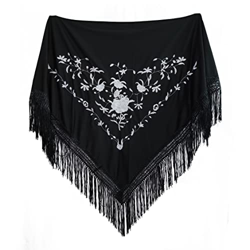 MUNDDY - Manton Bordado en Flores Para Adulto. Mantones Flamenco
