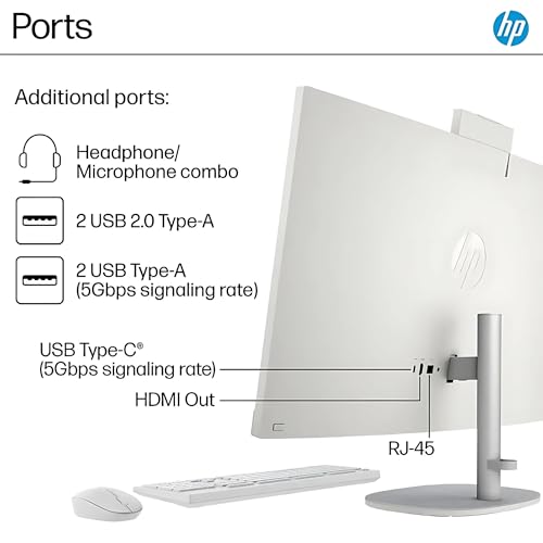 Image of HP 27 inch FHD Touchscreen All-in-One Computer - Intel Core Ultra 7 155U up to 4.8GHz, 32GB DDR5 RAM, 1TB NVMe SSD, Intel Iris Xe Graphics, 1080P Webcam, Wireless Keyboard & Mouse, Windows 11 Pro, White