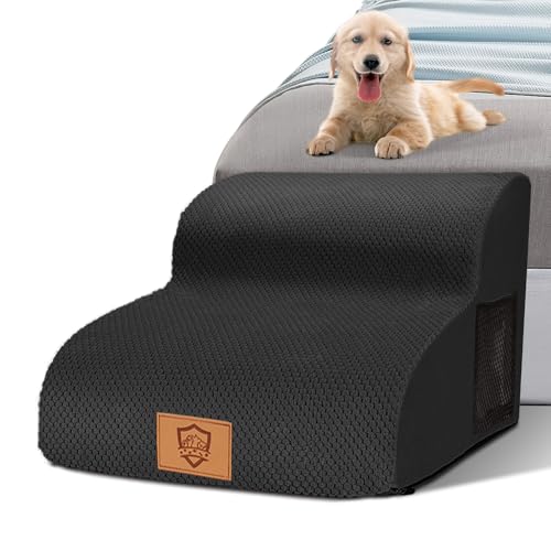 Myiosus Hundetreppe für Kleine Hunde, 2 Stufen Haustiertreppe 40cm Hoch Treppe Hund aus Schwamm, rutschfeste Oberfläche, Katzentreppe für Sofa Bett, Abnehmbare, Wasch