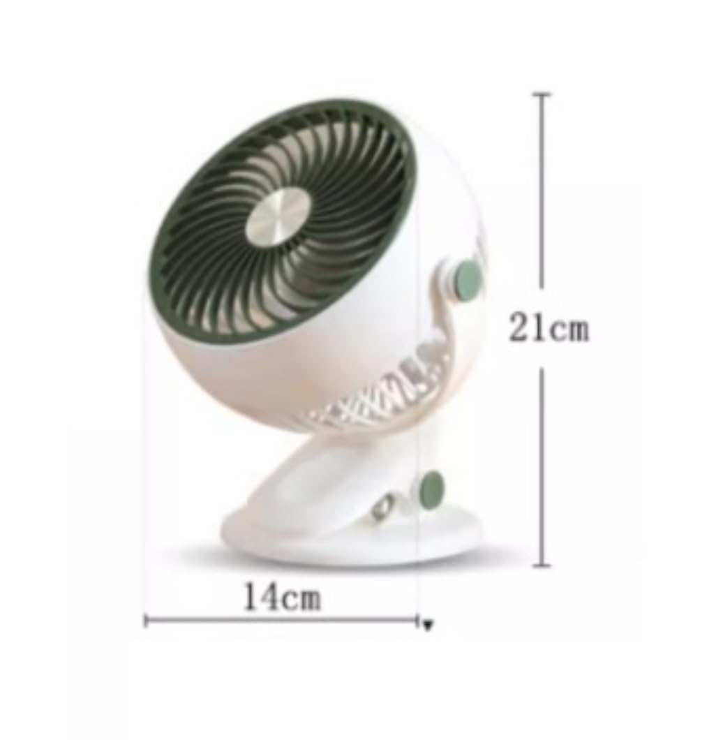 Ventilatore portatile a clip, 3 velocità, funzionamento silenzioso, con ricarica USB, per casa, campeggio e viaggi