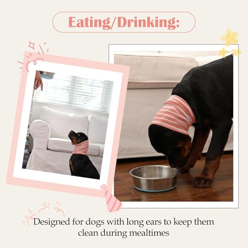 Image of Nanaki Calming Hoodie Dog Grooming Ear Cover Anxiety Relief-No Shake Dog Ear Wrap Hematoma, Striped Head Wrap Snoods for Noise Protection, Bath, Fireworks, Thunderstorm, Blow Drying, Warm-Keeping