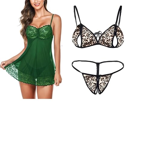 Image of SSoShHub Lace Babydoll Lingerie Sexy Mini Chemise Mesh Wedding Nightie Bridal Nightdress with Bikini