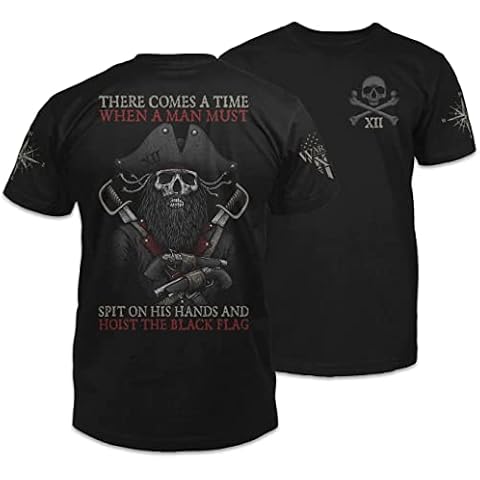 Hoist The Black Flag T-Shirt Patriotic Tribute Tee | American Pride Veteran Support Shirt | 100% Cotton Military Apparel | Black, X-Large Cover