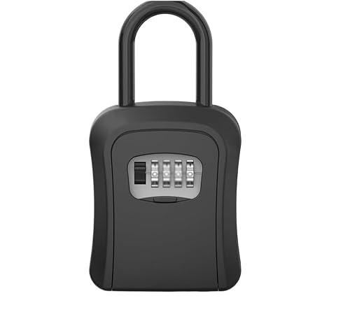 4-Digit Key Lock Box,Password,Wall Mounted Safe With Removable Shackle,Suitable For Home,Factory(Black)