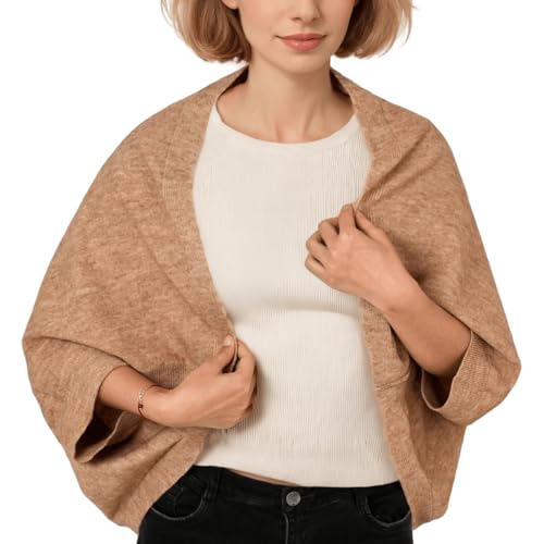 Image of WaJuemy Shrug Sweater Shawl Wraps for Women Soft Cashmere Ponchos Sweater Cardigan Casual Open Front Top Cape Shawls