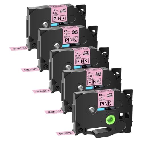 TZ TZE RW34 RN34 R234 RE34 RE31 TAPES for Craft and Gift Rapping�ƌ݊����̂���12mm�T�e���̔񃉃~�l�[�g3?10pk(5PK Black On Pink)