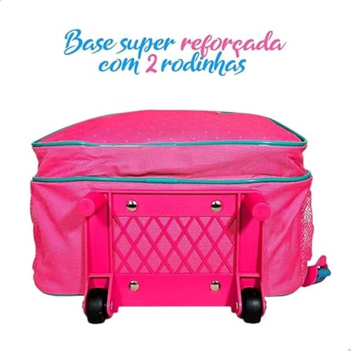 Mochila Infantil Com Rodinhas Unicórnio Rosa Grande Reforçada Ideal Para Escola Viagem Resistente E