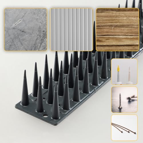 KADAX Zestaw 6 szt. Kolce na ptaki 3-rzędowe 51 x 4 x 3,5 cm na balkon, dach i parapet, na gołębie, koty i kuny, można dociąć, chronią przed zabrudzeniami