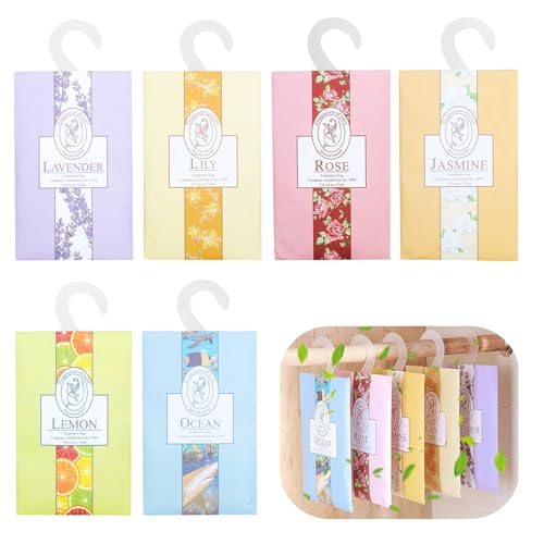 6 Natural Aromatherapy Sachets Wardrobe and Drawer Freshener for Closets with Natural Scents