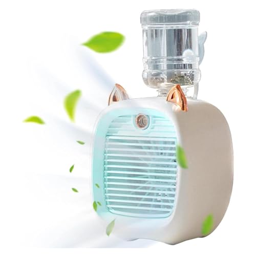 Ventilador de CA portátil - Aire acondicionado recargable ajustable Ventilador de nebulización ventiladores de refrigeración en forma de fuente, Ventilador USB con batería grande para dormitorio