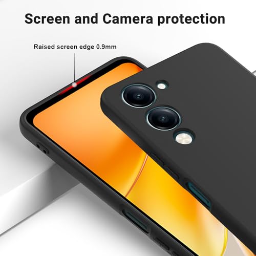 Image of Back Cover for iQOO Z10 Lite 5G | Full Camera Protection | Premium Liquid Silicon Case | Flexible Bumper Case for iQOO Z10 Lite 5G / Vivo Y04 4G / Y19e 4G /Y19 5G /Y29s 5G / T4 Lite 5G (Black)