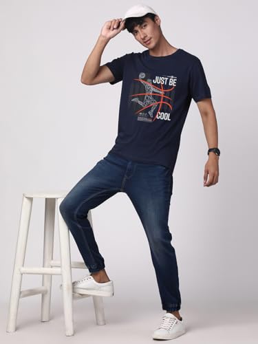 Image of ADRO 100% Cotton Lycra Tshirts for Men Combo Pack of 3 | Regular Fit | Printed T Shirt | Round Neck Half Sleeve| Mens Tshirts