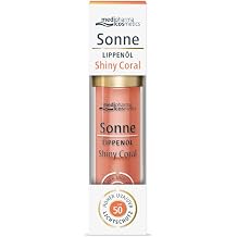 medipharma cosmetics Sun Lip Oil Shiny Coral SPF 50 - Lip Care with UV Protection - With Vitamin E & Rosemary Extract - Summer Coral Tone - Non-Adhesive - 4ml